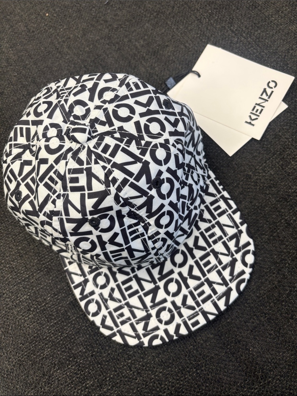 Kenzo Black & White All-Over Logo Cap